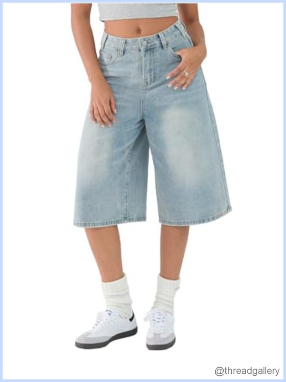 Baggy Wide Leg Denim Bermuda Shorts High Waisted Y2K Jean Shorts